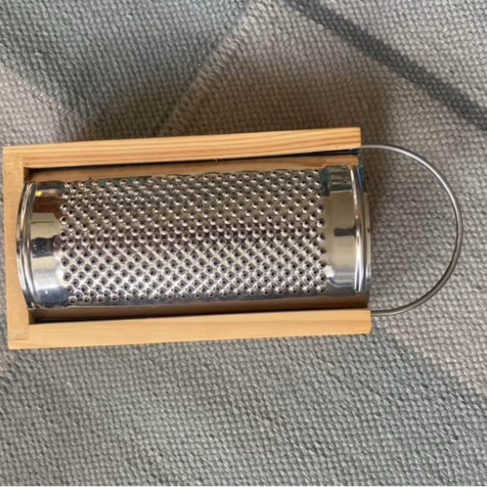 Stainless Steel Cheese Grater with Wooden Frame